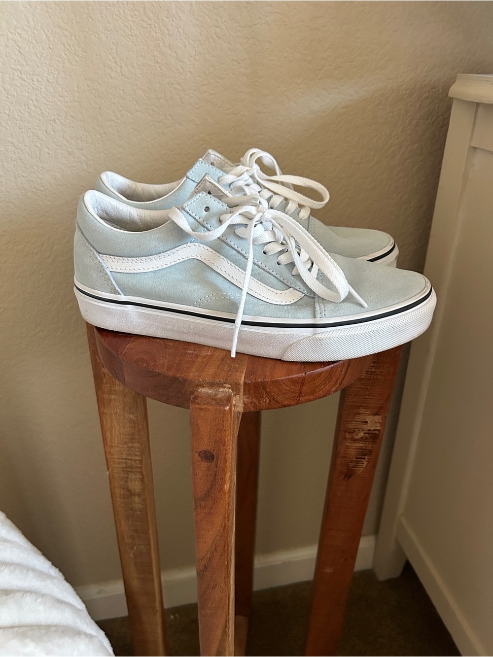 Vans Low-Top Canvas Sneakers in Pale Blue and White